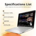 thumbnail image 2 of HP Portable à Écran Tactile FHD de 15,6 Pouces, Processeur Intel Core i7 1255U, 16 Go de RAM, SSD PCIe de 1 To, Graphiques Intel Iris Xe, Pavé Numérique, Wi‐Fi 5, Caméra HD, Windows 11, Argent, Carte USB Hotface de 32 Go, 2 of 7