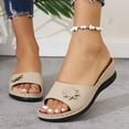 thumbnail image 2 of Flower Wedge Slides Sandals for Women 2025 with Arch Support Comfortable Peep Toe Platform Dress Slip on, 2 of 6