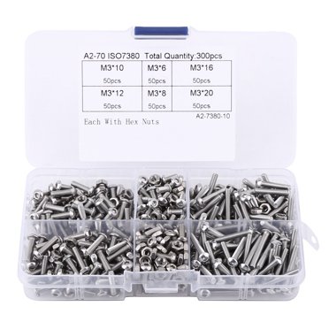 Repair Tool Accessory,300pcs M3 Stainless Steel Fastener Nut Bolt Assortment Professionally Tested
