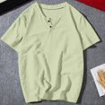 thumbnail image 2 of Plebaso T-Shirts pour Hommes en Coton et Lin à Col Rond, à Boutons, T-Shirts Décontractés, Unis, à Manches Courtes, Légers, Hauts de Plage, 2 of 7