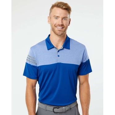 Adidas Mens Heathered 3-Stripes Colorblock Polo, 2XL, Collegiate Royal