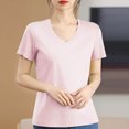 thumbnail image 2 of Timegard Womens Tops V Neck Short Sleeve Comfy Solid Color Basic Tee Casual Loose Workout Top Summer, 2 of 4
