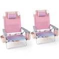thumbnail image 1 of Costway 2-Pack Folding Backpack Beach Chair 5-Position Outdoor Reclining Chairs with Pillow Pink, 1 of 10