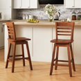 thumbnail image 4 of Costway 2 PCS 24.5" Counter Height Bar Chairs Swivel Bar Stools with Hollow Backrest Brown, 4 of 8