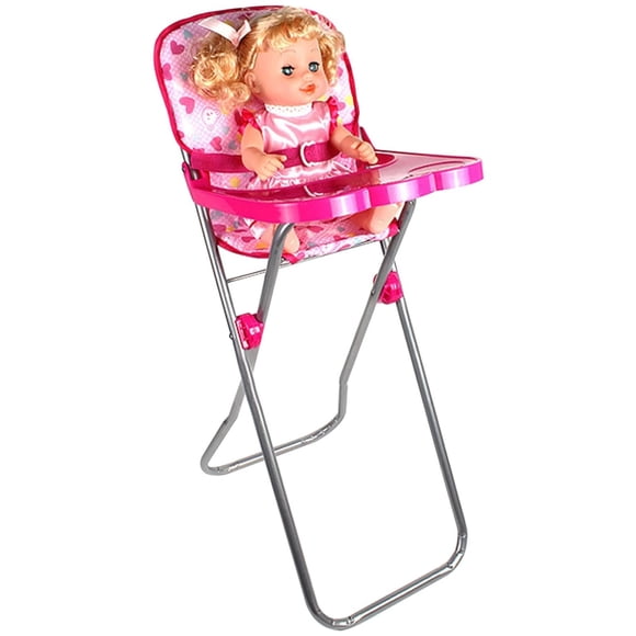 EGNMCR Doll High Chair With Tray Simulation Miniature Adjustable Doll High Chair Foldable Doll Furniture For Pretend Play No Doll Plastic Child Bed Package