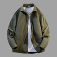 thumbnail image 1 of NTACZA Men Jacket Green Lapel Collar Plus Size Shirt Jacket Button Down Shacket Fall Outerwear for Men,XXXL, 1 of 9
