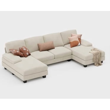 Homall Modern U-Shape Sectional Sofa, Chenille Fabric Modular Couch, 4 Seat Oversized Sofa with Chaise for Living Room, Sleeper Sofa Bed with Memory Foam