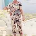 thumbnail image 2 of Pisexur Ensembles de Pyjama pour Femmes 2 Pcs Boho à Imprimé Floral Chemises de Nuit en Coton pour Femmes Décontractées Col Rond T-Shirts à Manches Courtes Hauts et Pantalons de Détente Longueur Genou Pyjamas Grande Taille pour Femmes Ensemble TG-4TG, 2 of 3