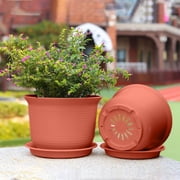 Dvkptbk 7 inch Plant Pots, Thickened Plastic Flower Pots Outdoor Indoor, Decorative Planters for Plants & Flowers (Red)