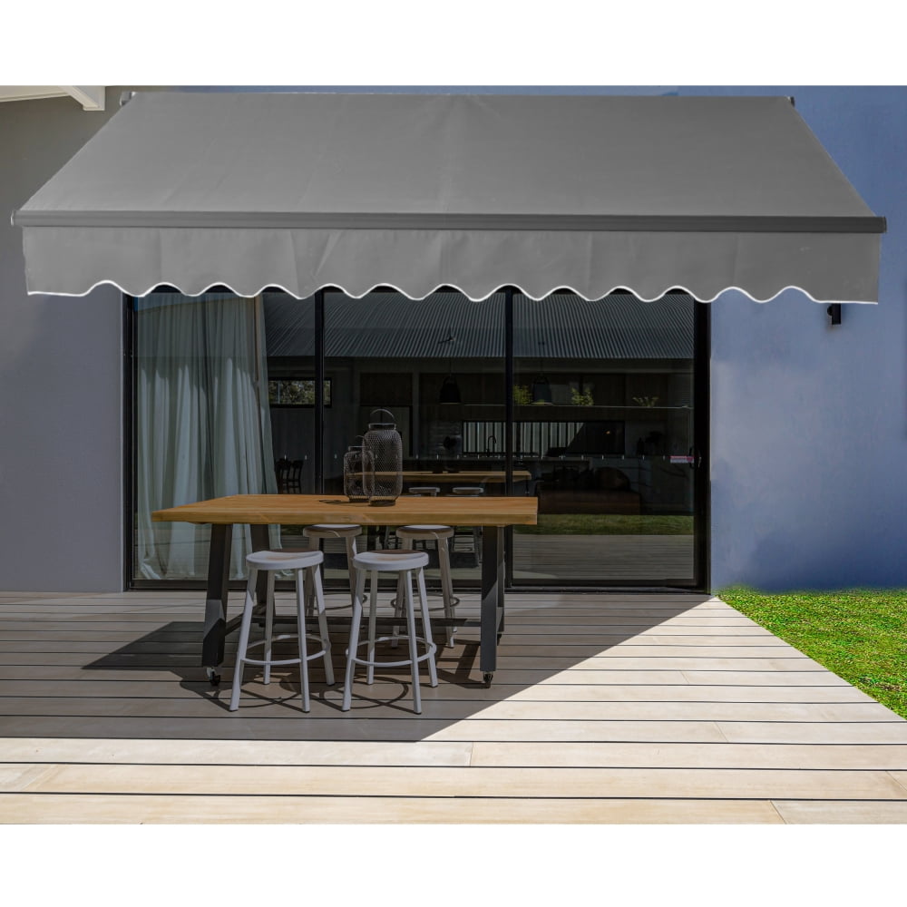 ALEKO Motorized Black Frame Retractable Home Patio Canopy Awning 10x8 ft, Gray Color