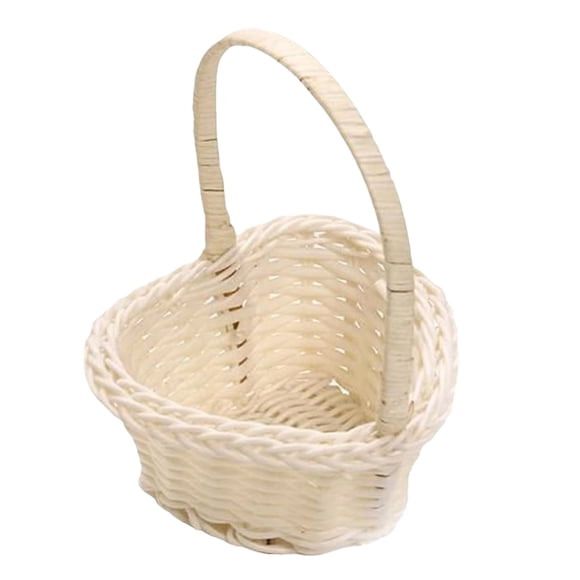 Flower Girl Baskets with Handle, Artificial Rattan Braided for Weddings and Photo Props, Small Decorative Basket for Aesthetics and Gifts