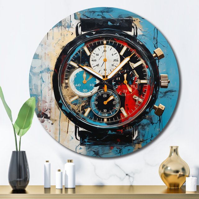 Designart "Temporal Fusion of a Watch" Fashion Oversized Wall Clock