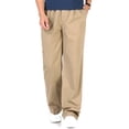 thumbnail image 1 of XZNGL Mens Solid Pure Cotton Elastic Waist Straight Barrel Trousers, 1 of 4