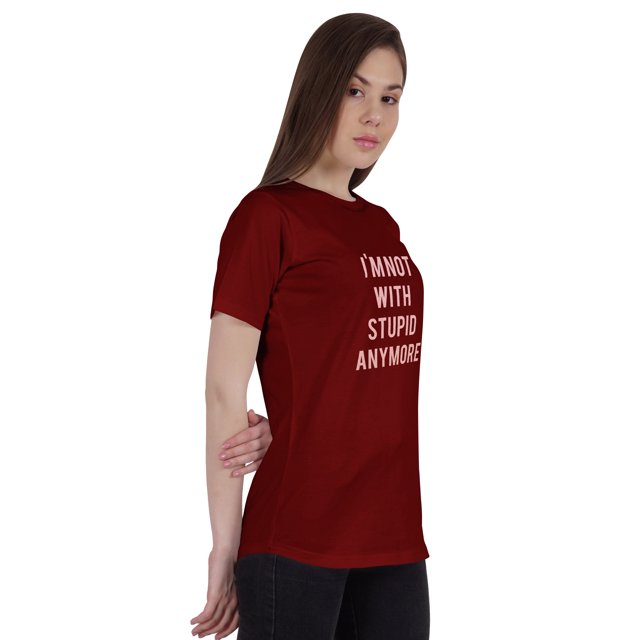 Inkmeso Haut Citation pour Femmes « Je Ne Suis Plus avec le Stupide » T-Shirt à Imprimé Graphique