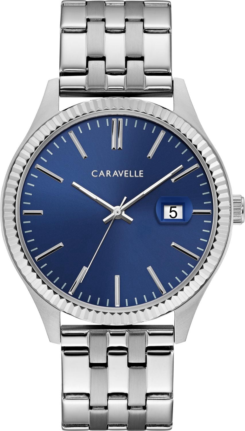 Caravelle Mens Silver-Tone Quartz Watch
