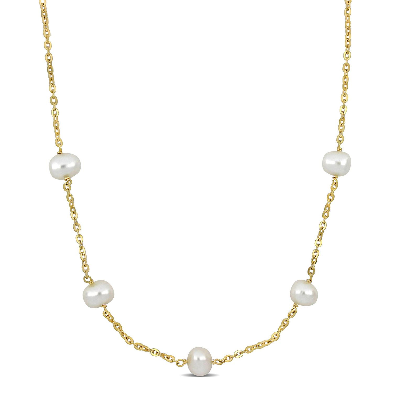 Collier de Miabella avec perles culture d'eau douce en argent sterling plaqué en or jaune 18K