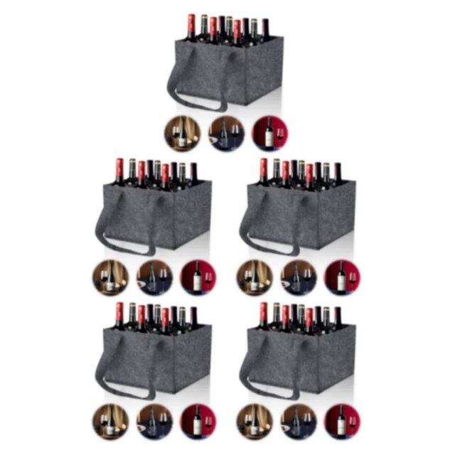 Transemion Cloth Universal Wine Bottle Bag Standard Size And Non-shedding For Champaign Lovers Fits Most Wine Grey 2 Slots 5Set