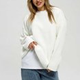 thumbnail image 2 of Timegard Chandails pour Femmes Automne Hiver Décontractés Col Rond Manches Longues Couleur Unie Tricotés Hauts Mode, 2 of 6