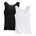 thumbnail image 1 of Miqool Lot de 2 Débardeurs pour Femmes Grande Taille en Soie Glacée Rafraîchissante Sans Coutures sous-Vêtement Col Ras du Cou Sans Manches Hauts de Pyjama, 1 of 2