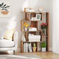 thumbnail image 2 of Costway 47" Open-back Geometric Bookshelf Home 6-Cube Large Bookcase with Anti-tip Kits Natural, 2 of 9