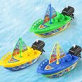 thumbnail image 3 of Educational Wind Up Motorboat Bathtub Toy Set Ski Speed Boat Water Play For Kids Learning Clockwork Activity, 3 of 3