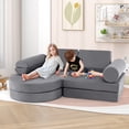 thumbnail image 4 of Gymax 13 PCS Modular Kids Play Couch Versatile Toddler Sectional Sofa Set Grey, 4 of 9