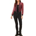 thumbnail image 2 of INSPIRE CHIC Blouson Bomber Léger Transparent à Fermeture Éclair à Manches Longues pour Femme m Rouge, 2 of 7
