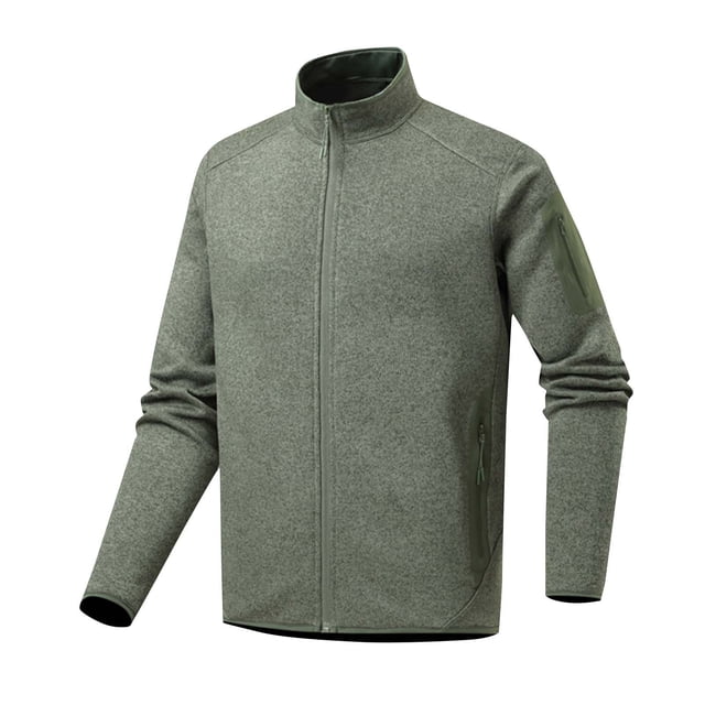 Lovzfmll Chandail à Capuchon Polartec pour Homme, Haute Élasticité, Fermeture Éclair, Poche, Chaud, Course, Vert Armée, P