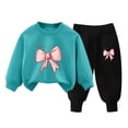 thumbnail image 2 of Pisexur Ensemble 2 Pcs pour Bébé Filles Garçons Automne Hiver Mode Décontractée Polaire Manches Longues Col Rond Chandails en Molleton et Pantalons Vêtements de Détente Imprimé Mignon Ensemble de Survêtement pour Enfants 3-8 Ans, 2 of 4