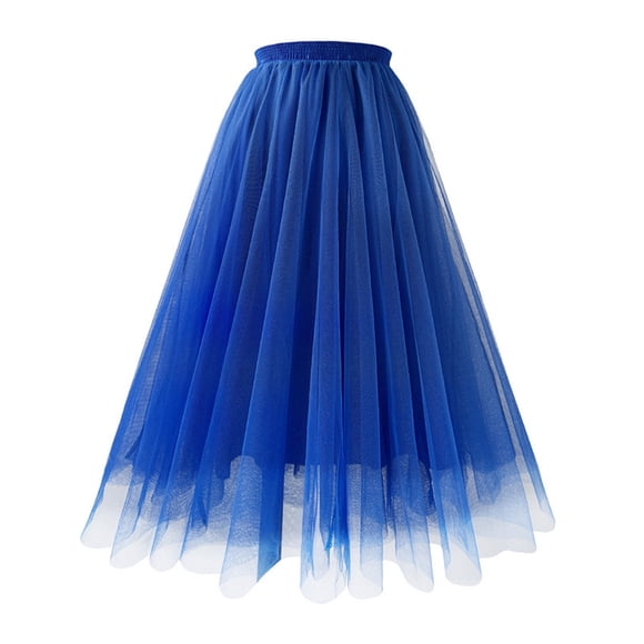 Tulle Skirts for Women Below Knee Length Layered Cocktail Prom Midi Skirts Casual Beach Elastic Waist A Line Skirts