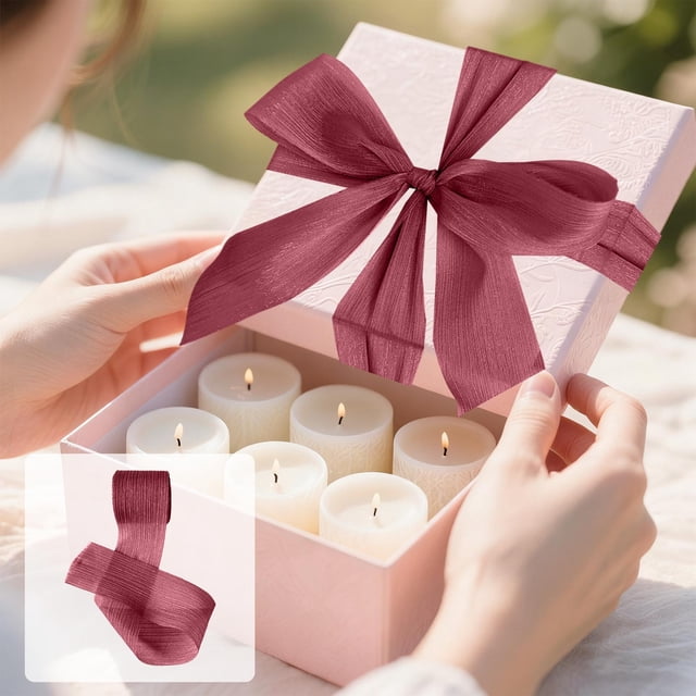 Fridja Clearance under 5$ Threaded Glitter Ribbon Chiffon Crinkle Satin Bow Gift Box Bouquet Wedding Card Newlywed Ribbon Decoration Gift Wrapping Ribbon