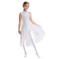 thumbnail image 1 of RUNQHUI Robe de Danse Ballet à Sequins pour Filles, Robe de Patinage Artistique Sans Manches Ourlet Irrégulier en Maille Blanche 14, 1 of 7