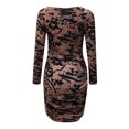 thumbnail image 3 of 2025 Robe Élégante à Manches Froncées V à Fleurs pour Invitée de Mariage Femme Robes Queue Robes de Soirée Col Ras du Cou pour Femmes Robe Longue Formelle Colorée Robe Unie de Soirée de Mariage Mini Femme, 3 of 4