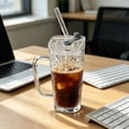thumbnail image 1 of JZCHUNTOY Glass Water Cup 1 Pack, 8.5 oz Transparent Glass Drinking Cup with Lid, Handle and Straw, BPA Free Leakproof Beverage Cup, Reusable Drinking Glass for Juice, Coffee, Water and Daily Use, 1 of 7
