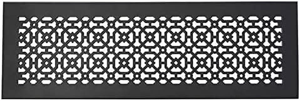 Achtek 6"x 30" Duct Opening Solid Cast Aluminum Air Return Grill Vent Cover | Powder Coated| (Overall 8"x 32") for Floor-Black no Screw Holes