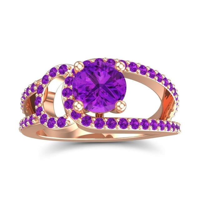 Bague de Mariée Ronde Améthyste 2.50 Ct pour Dames Solide 18K Or Rose Taille 8 par Diamond-Capitals