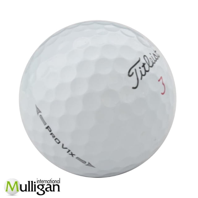 Mulligan - 48 Titleist Pro V1x Prior Generations 4A Recycled Used Golf Balls, white dimpled golf ball with black Titleist logo, red number 3, and Pro V1x text, designed for advanced players and eco-friendly golf practice.