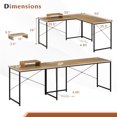 thumbnail image 4 of Giantex 95 Inch Reversible Corner Desk, L-Shaped Computer Desk w/Monitor Stand & 3 Cable Holes, 2-Person Long Study Writing Desk for ome Office, Natural, 4 of 9