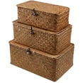 thumbnail image 1 of Panier de Rangement en Osier avec Couvercles Paniers à Lessive en Herbe de Mer, 1 of 5