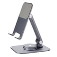 thumbnail image 1 of Deluxe Foldable 360° Rotating Phone & Tablet Holder - Adjustable Height & Angle, Non-Slip Protective Pads, Compact & Portable Design, Aluminum Alloy Construction, Compatible with All, 1 of 2
