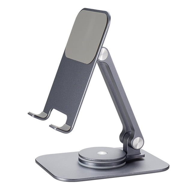 Deluxe Foldable 360° Rotating Phone & Tablet Holder - Adjustable Height & Angle, Non-Slip Protective Pads, Compact & Portable Design, Aluminum Alloy Construction, Compatible with All