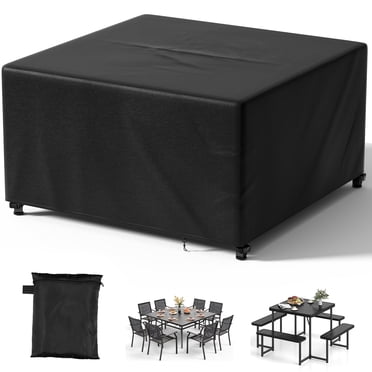 Agricasst Square Patio Furniture Cover, Waterproof Outdoor Furniture Covers with 4 Adjustable Buckles & 2 Drawstring, UV Resistant, Windproof Patio Table Cover, Chair Cover for Garden, 98x98x28Inch