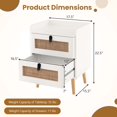 thumbnail image 3 of Costway 1 PC Modern Nightstand End Bedside Table with 2 Rattan Drawers & Solid Wood Legs White, 3 of 10