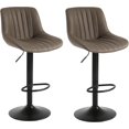 thumbnail image 1 of Furniture Swivel Bar Stools Set of 2, Bar Chairs Adjustable Height Bounded Leather Counter Height Barstools and Sturdy Metal Handel Kitchen Island Stool Black, 1 of 2