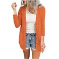 thumbnail image 4 of Womens Soft Button Down Cardigan Long Sleeve Light Weight Shirts Jacket Comfy Loose Fall Lounge Wear Tops Orange, M, 4 of 7
