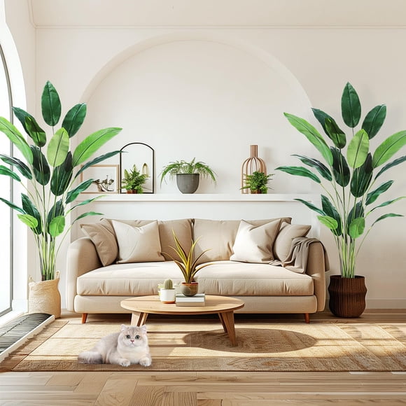Artificial Bird of Paradise Plant, Faux Palm Tree for Indoor Outdoor Decor Home Office Housewarming Gift