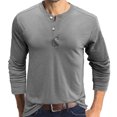 thumbnail image 2 of CEHVOM Men Long-Sleeve Beefy Muscle Basic Solid Pure Color Blouse Tee Shirt Top, 2 of 4