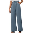 thumbnail image 1 of Timegard Work Pants for Women Casual Office Loose Pants Fall Ruched Straight Leg High Waist Trousers, 1 of 7