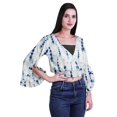 thumbnail image 3 of Moomaya Printed Womens Crop Top Wrap Style Top Wear Ruffle Long Sleeve Casual Summer Blouse, 3 of 5