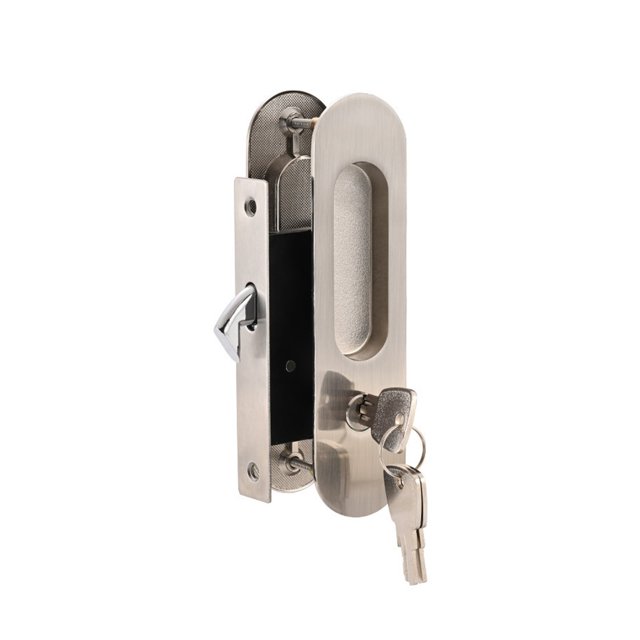 Sliding Door Lock - Indoor Portable Folding Invisible Lock with Handle for Bedroom Wooden Doors ,Easy to Use